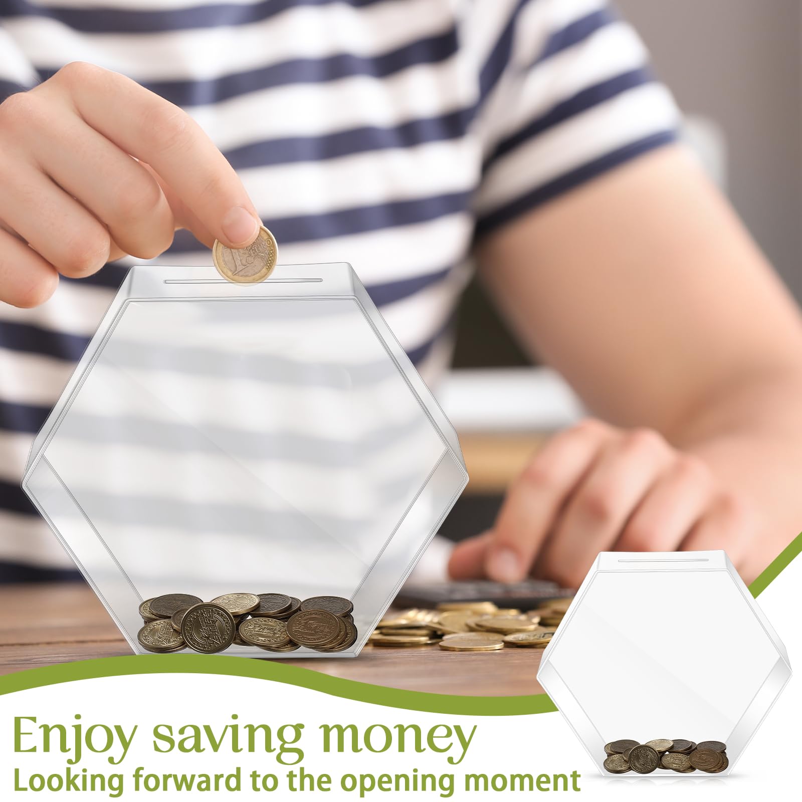 貯金箱 Amazon.co.jp: Baderke 六角形の透明貯金箱 大人 ティーン向け